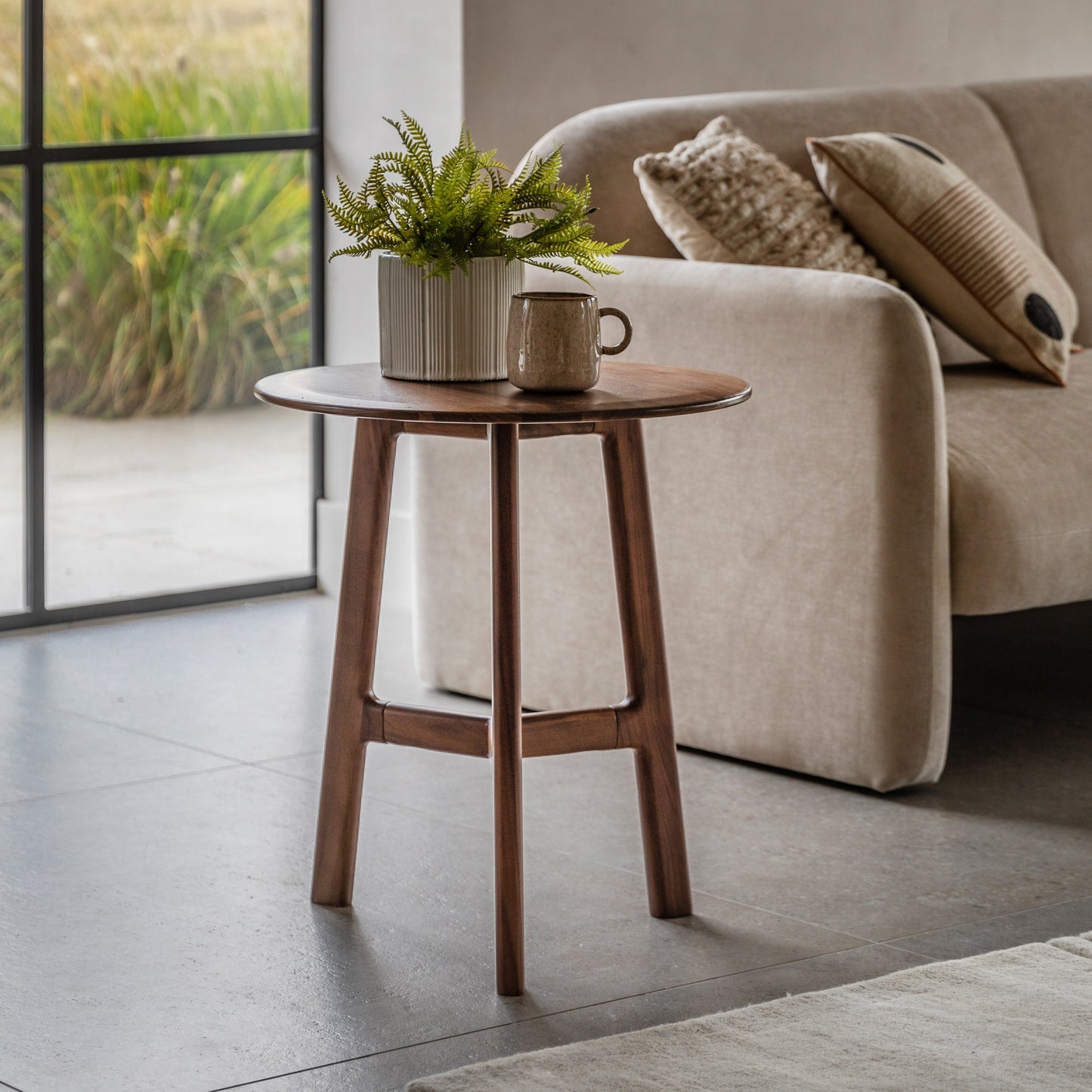 Madrid Round Side Table Walnut – Dark Wood