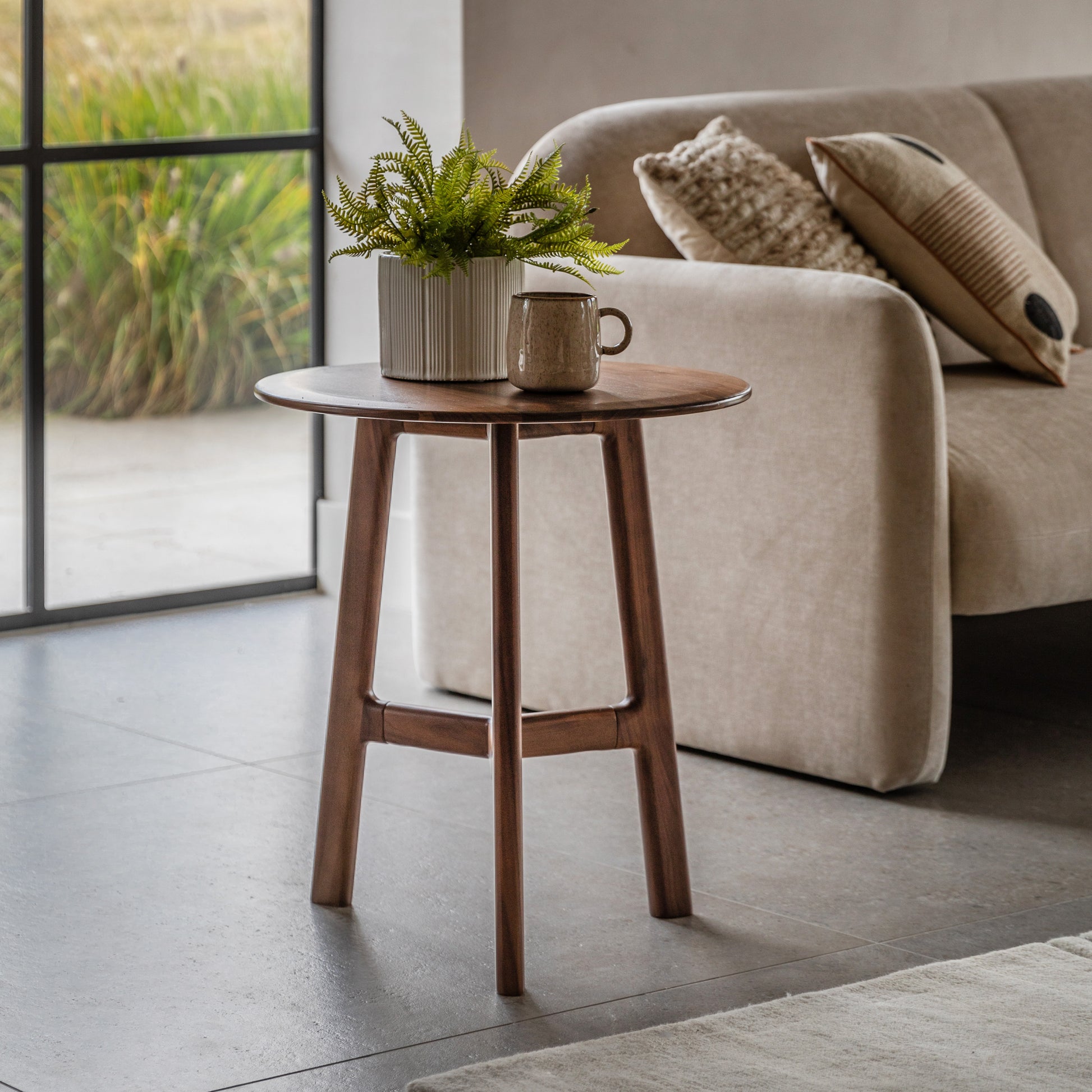 Madrid Round Side Table Walnut – Dark Wood