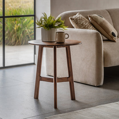 Madrid Round Side Table Walnut – Dark Wood