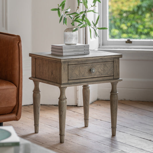 Rustique 1 Drawer Side Table 500x400x550mm – Natural