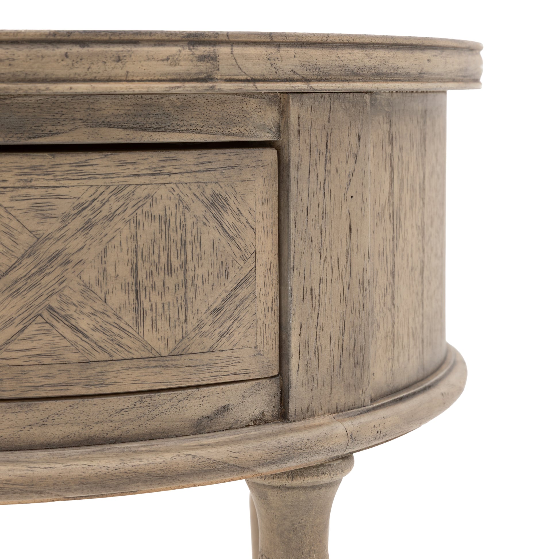Rustique Round 1 Drawer Side Table 500x500x550mm – Natural