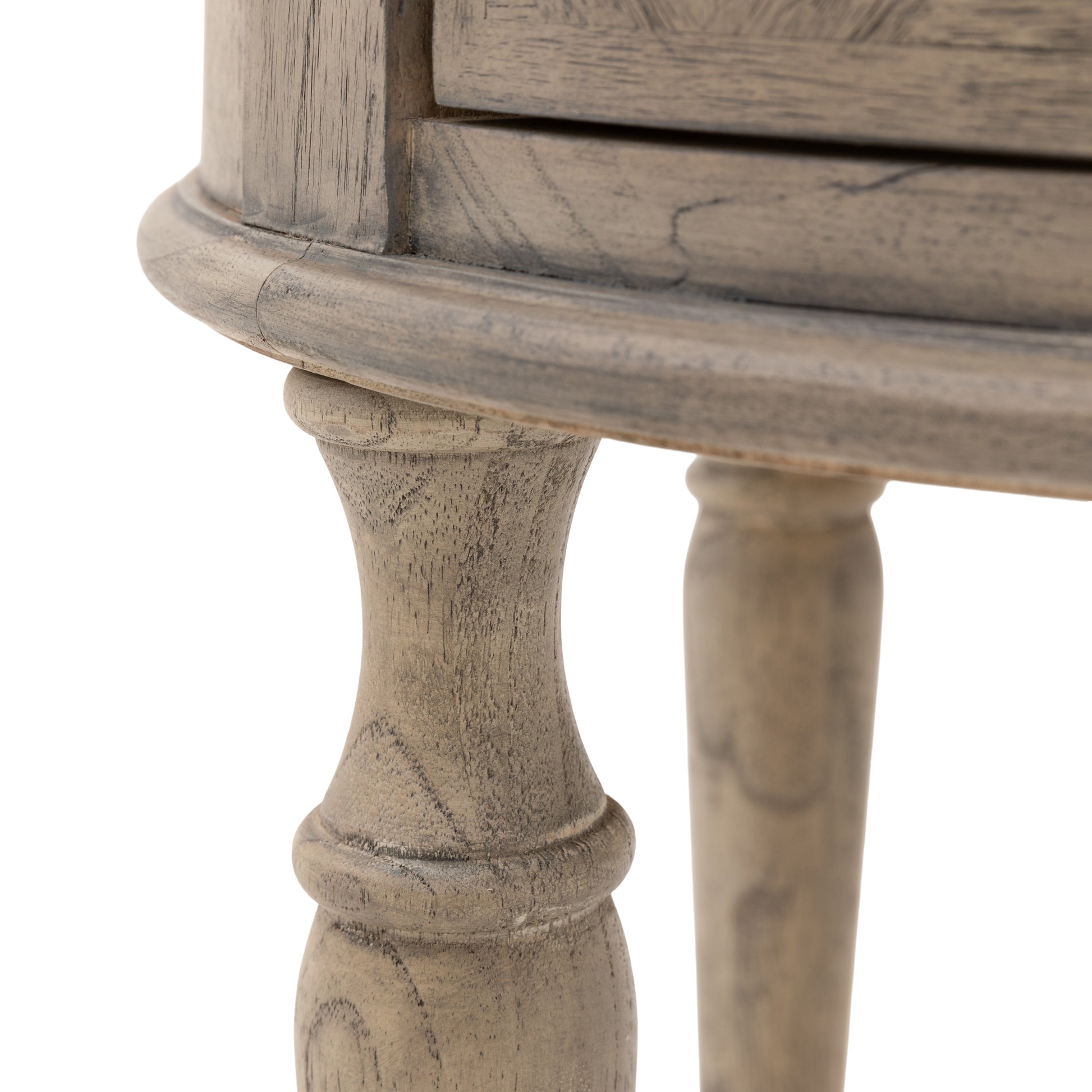 Rustique Round 1 Drawer Side Table 500x500x550mm – Natural