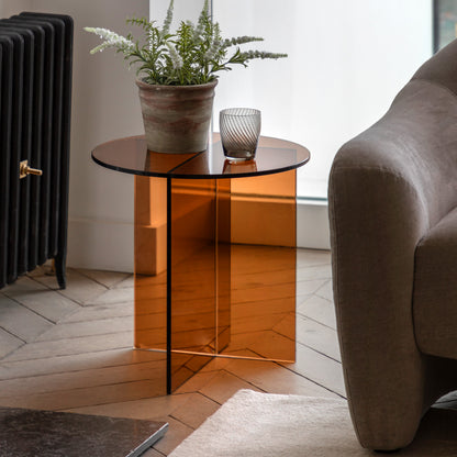 Parioli Glass Side Table Bronze 450x450x460mm – Brown