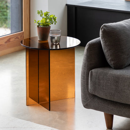 Parioli Glass Side Table Bronze 450x450x460mm – Brown