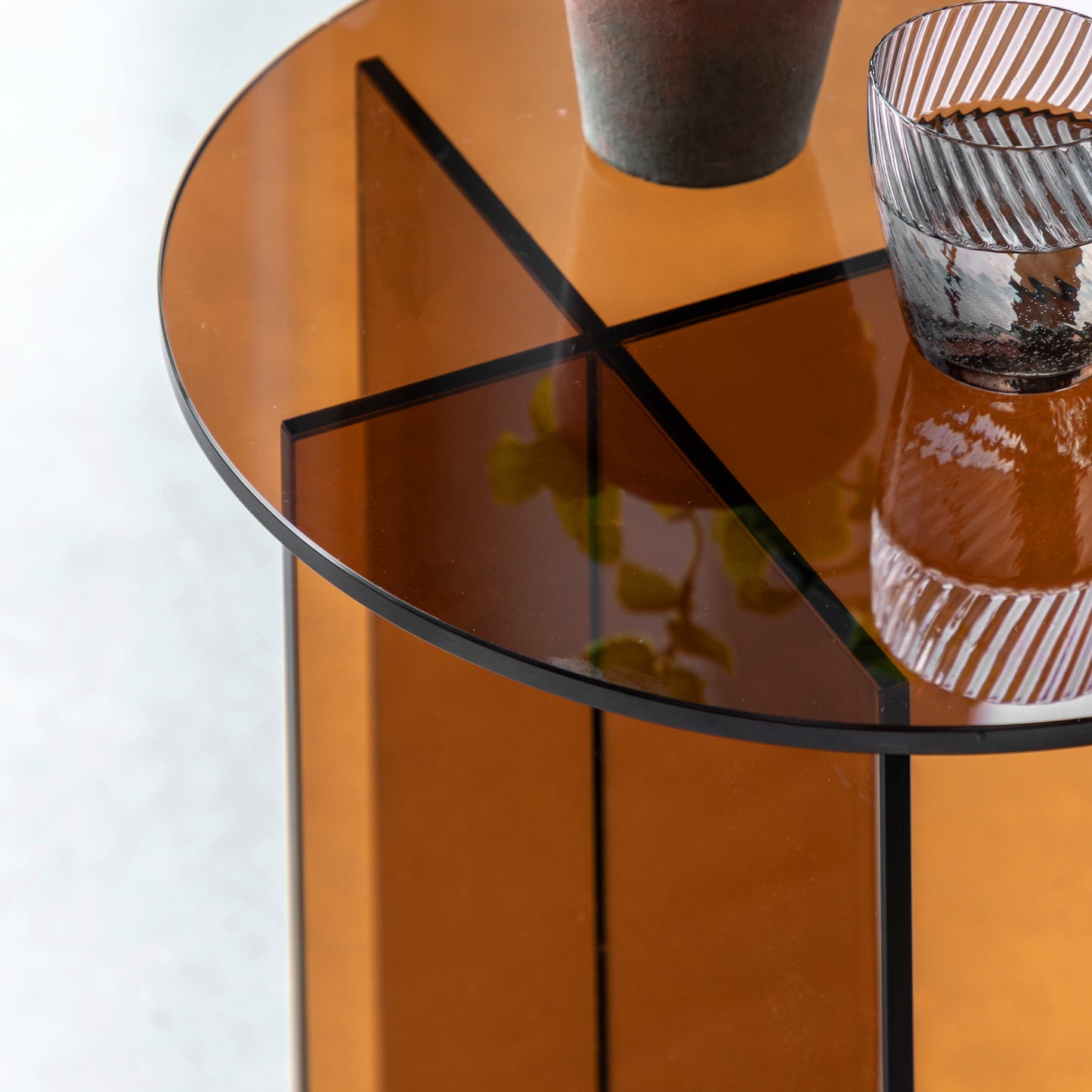 Parioli Glass Side Table Bronze 450x450x460mm – Brown