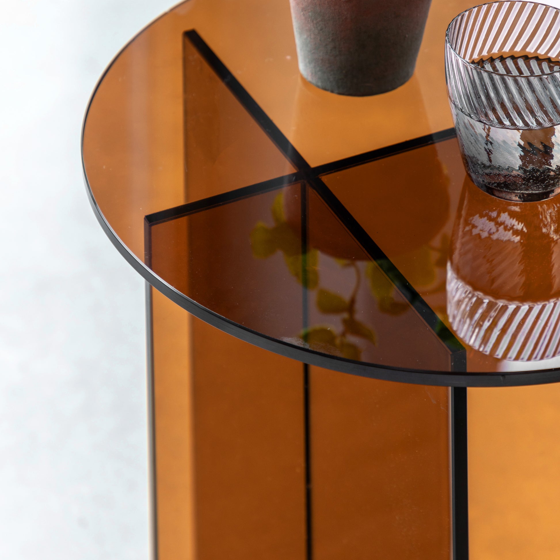 Parioli Glass Side Table Bronze 450x450x460mm – Brown