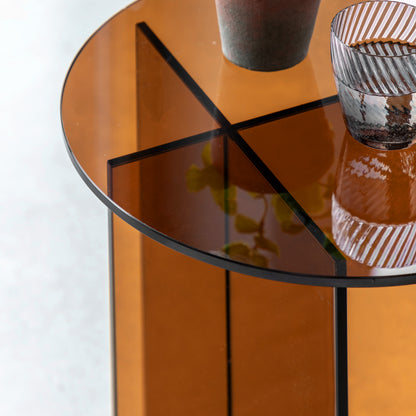 Parioli Glass Side Table Bronze 450x450x460mm – Brown