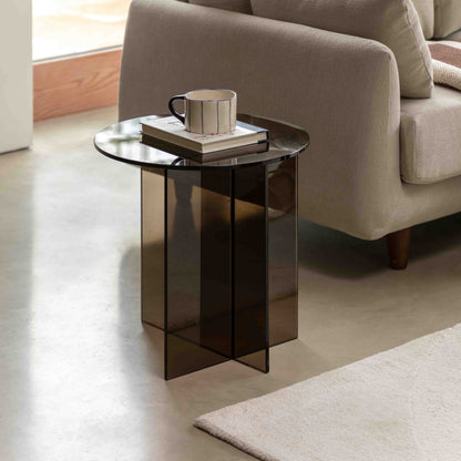 Parioli Glass Side Table Charcoal 450x450x460mm – Grey