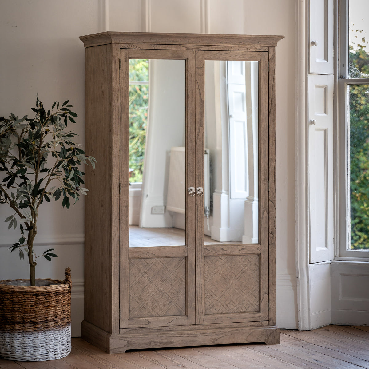 Rustique 2 Mirror Door Wardrobe – Natural Glass – 2 Doors (view 2)