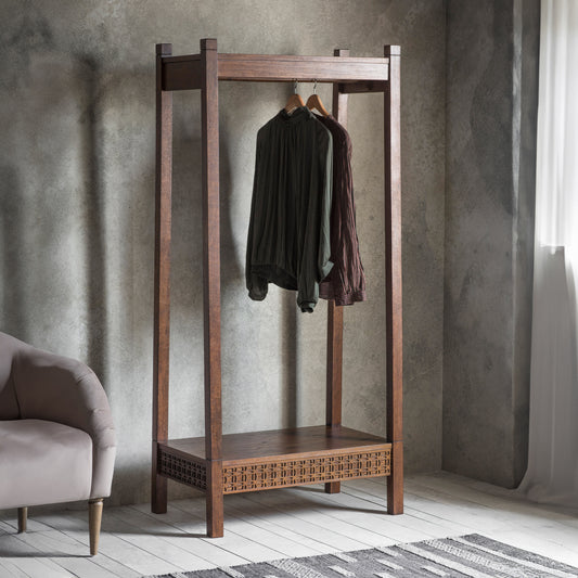 Boho Retreat Open Wardrobe – Brown Mango – Hanging Rail (view 2)