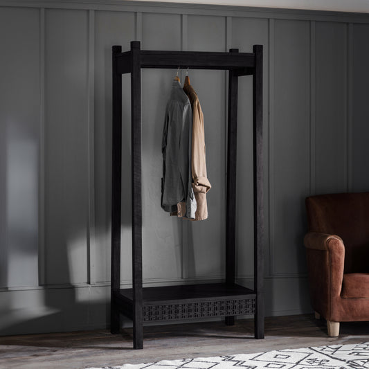 Boho Boutique Open Wardrobe – Black Mango – Hanging Rail (view 2)