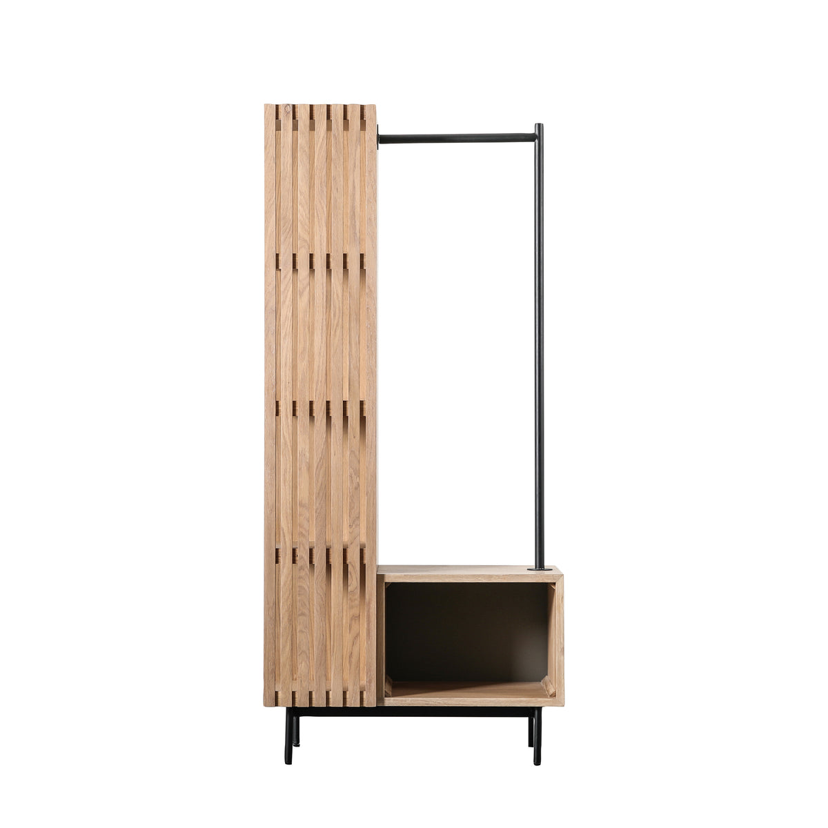 Okayama Open Wardrobe – Natural Oak – 5 Shelves / Hanging Rail