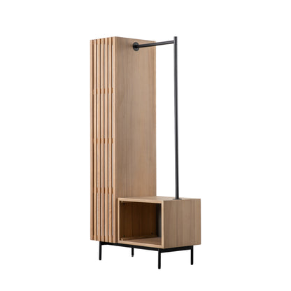 Okayama Open Wardrobe – Natural Oak – 5 Shelves / Hanging Rail (view 6)