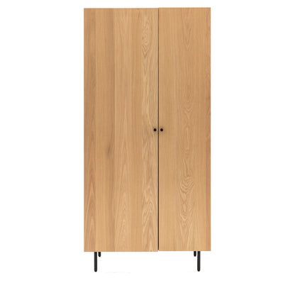Ashdown 2 Door Wardrobe Natural – Natural MDF – 1 Shelf / Hanging Rail