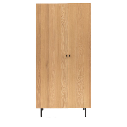 Ashdown 2 Door Wardrobe Natural – Natural MDF – 1 Shelf / Hanging Rail