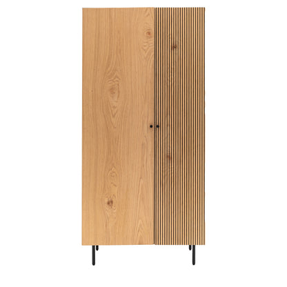 Hyland 2 Door Wardrobe – Black MDF – 1 Shelf / Hanging Rail
