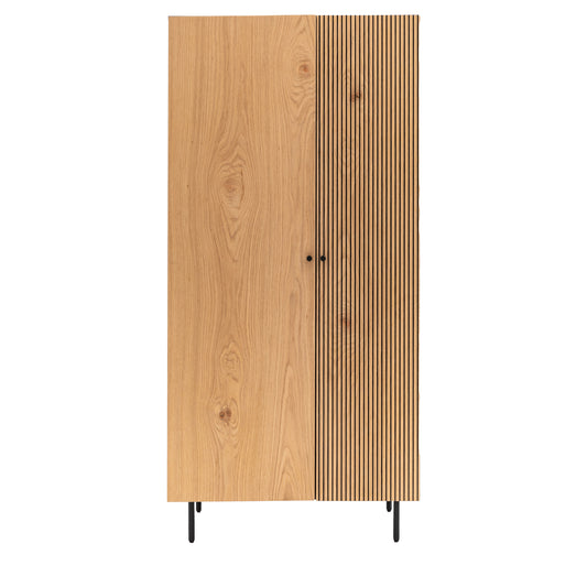 Hyland 2 Door Wardrobe – Black MDF – 1 Shelf / Hanging Rail