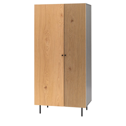 Hyland 2 Door Wardrobe – Black MDF – 1 Shelf / Hanging Rail (view 6)