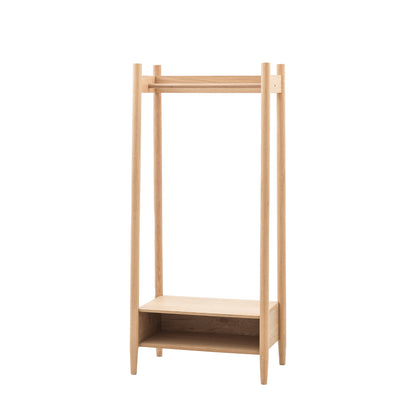 Hatfield Open Wardrobe Natural – Natural Oak Veneer – Hanging Rail / 1 Shelf (view 5)