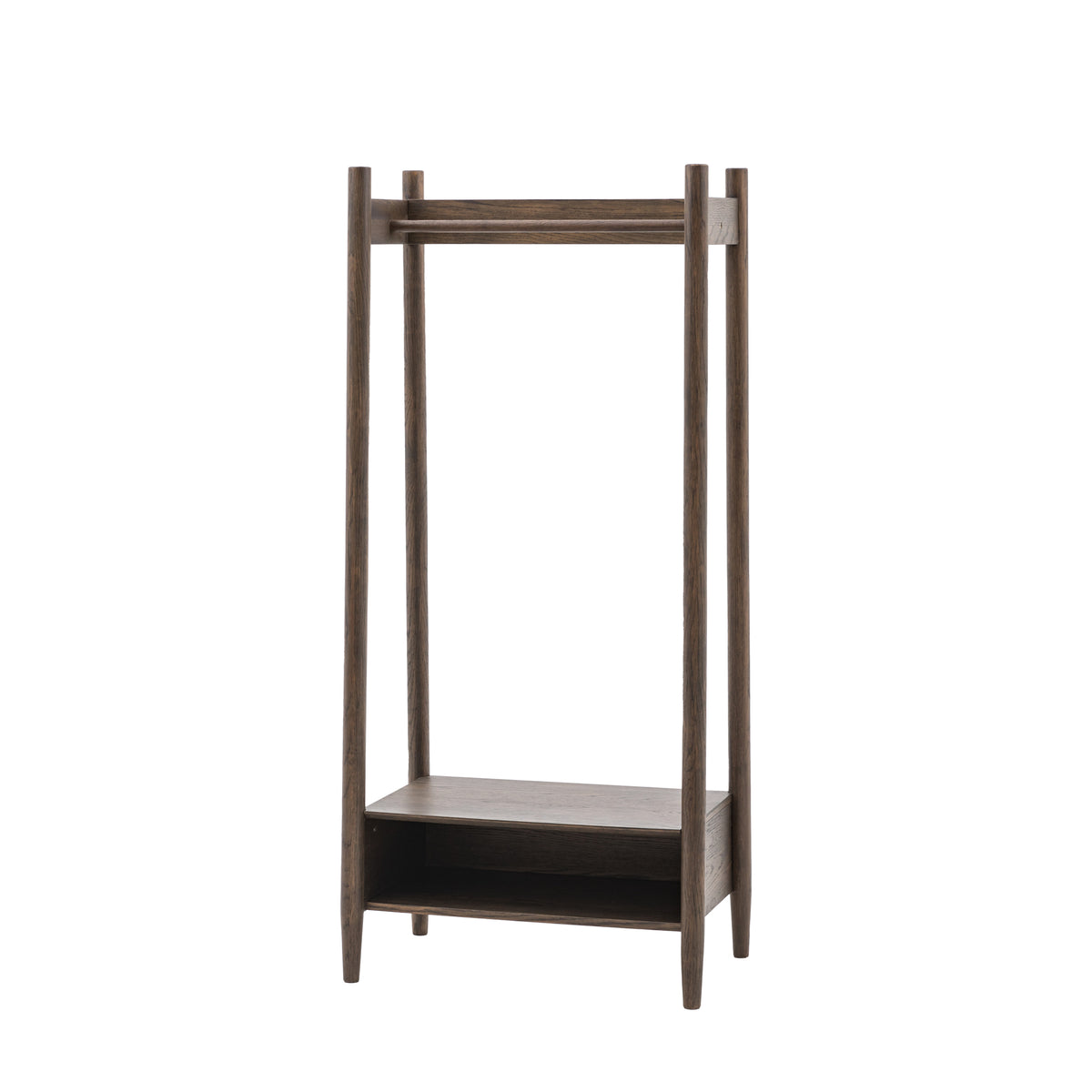 Hatfield Open Wardrobe Smoked – Dark Wood Oak Veneer – Hanging Rail / 1 Shelf (view 5)