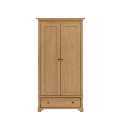 Malvern 2 Door 1 Drawer Wardrobe – Light Wood Oak – 1 Drawer