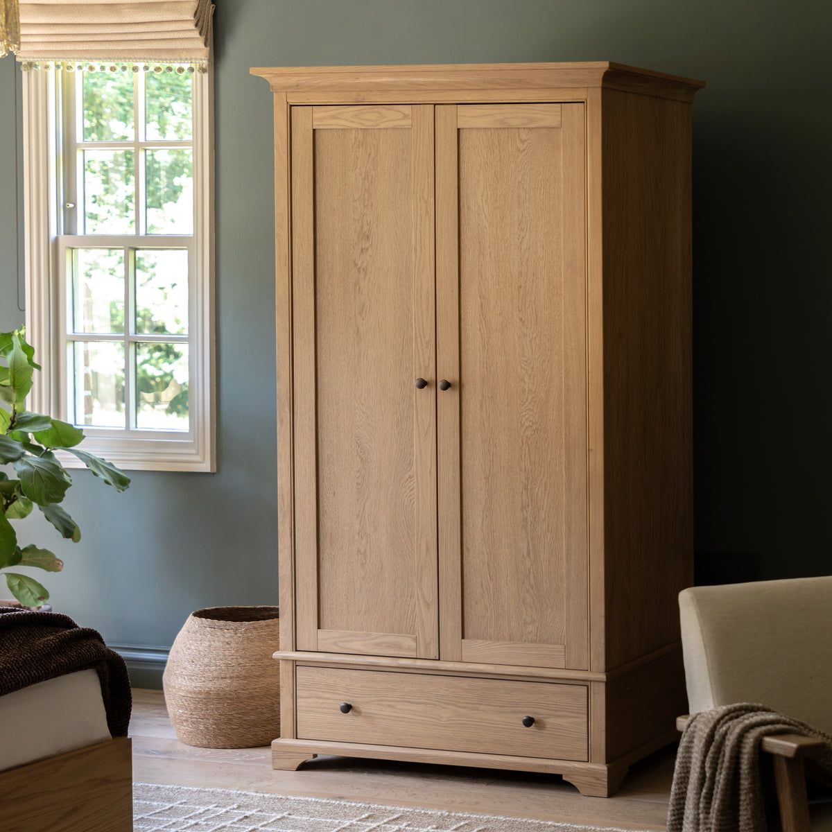 Malvern 2 Door 1 Drawer Wardrobe – Light Wood Oak – 1 Drawer (view 2)