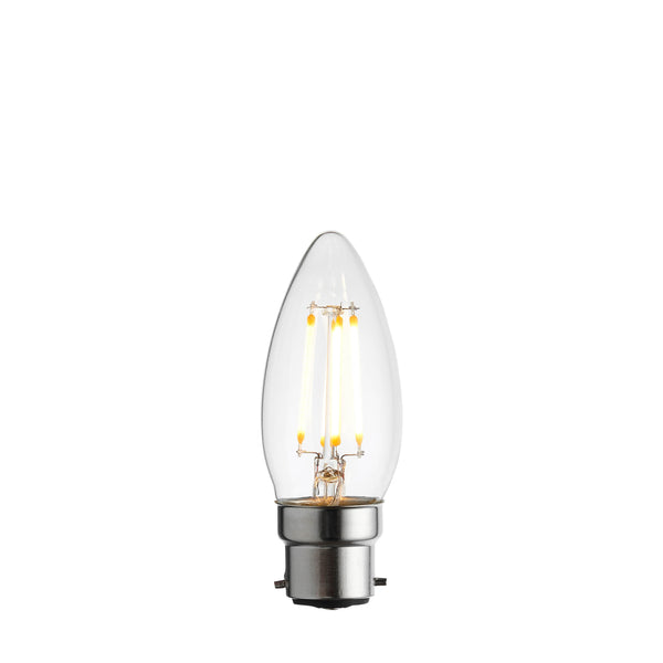 B22 LED Filament Candle Bulb Clear Glass