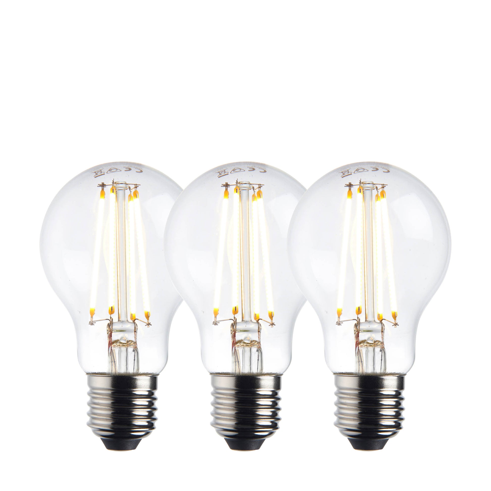 E27 LED Filament GLS (3pk) Clear Glass – Clear