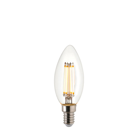 Ultra Efficient E14 LED Filament Candle Warm White – Clear