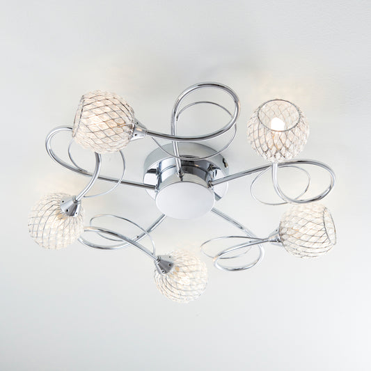 Aherne 5 Ceiling Lamp Chrome – Chrome