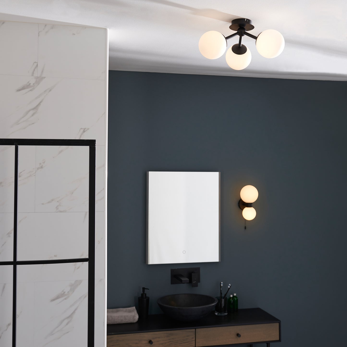 Pulsa Bathroom 3 Ceiling Light Black – Black