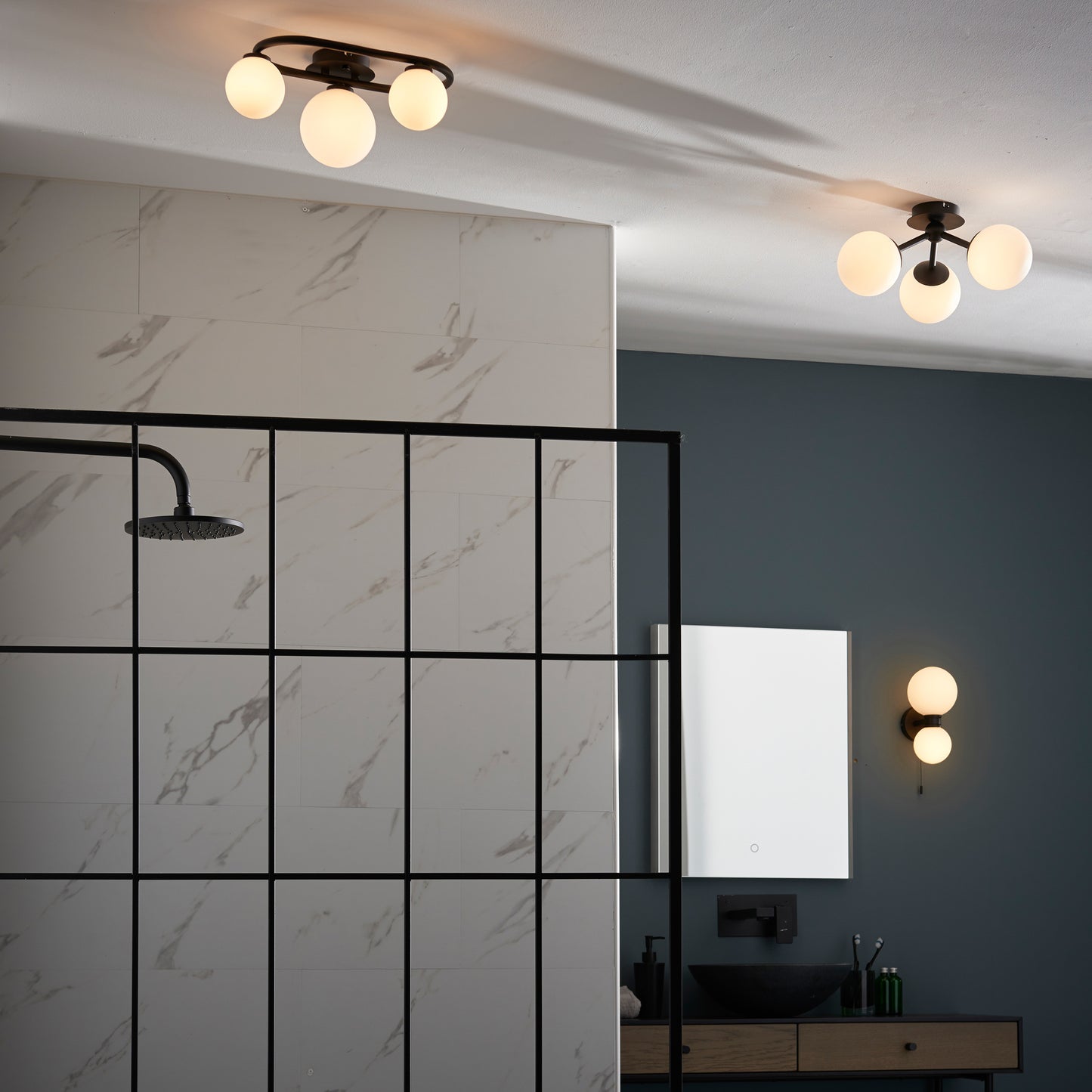 Pulsa Bathroom 3 Ceiling Light Black – Black