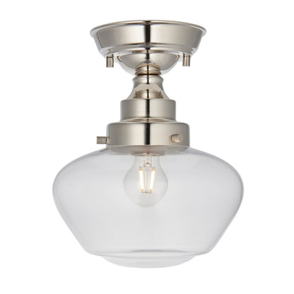 Camberley 1 Ceiling Light Bright Nickel Clear – Nickel