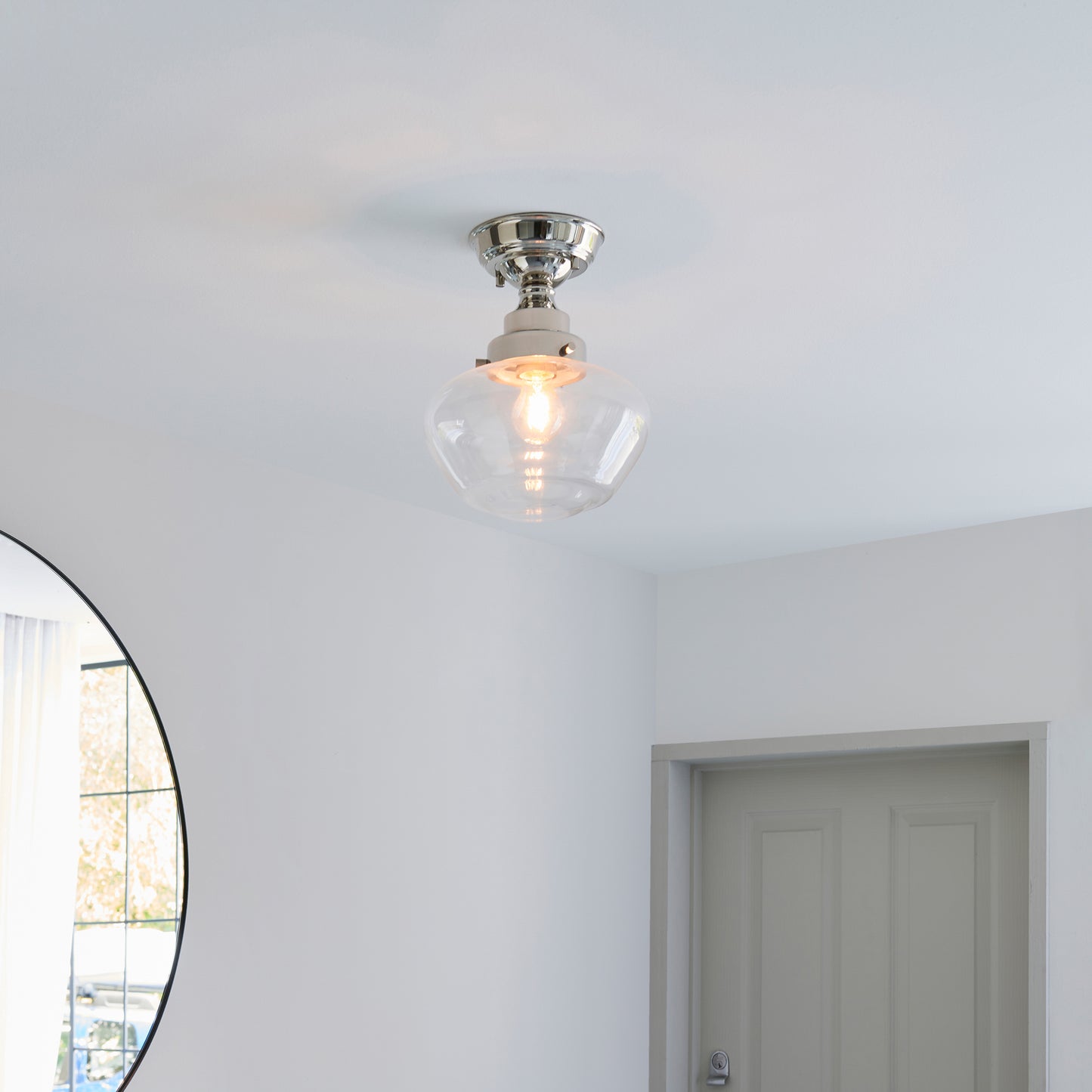 Camberley 1 Ceiling Light Bright Nickel Clear – Nickel