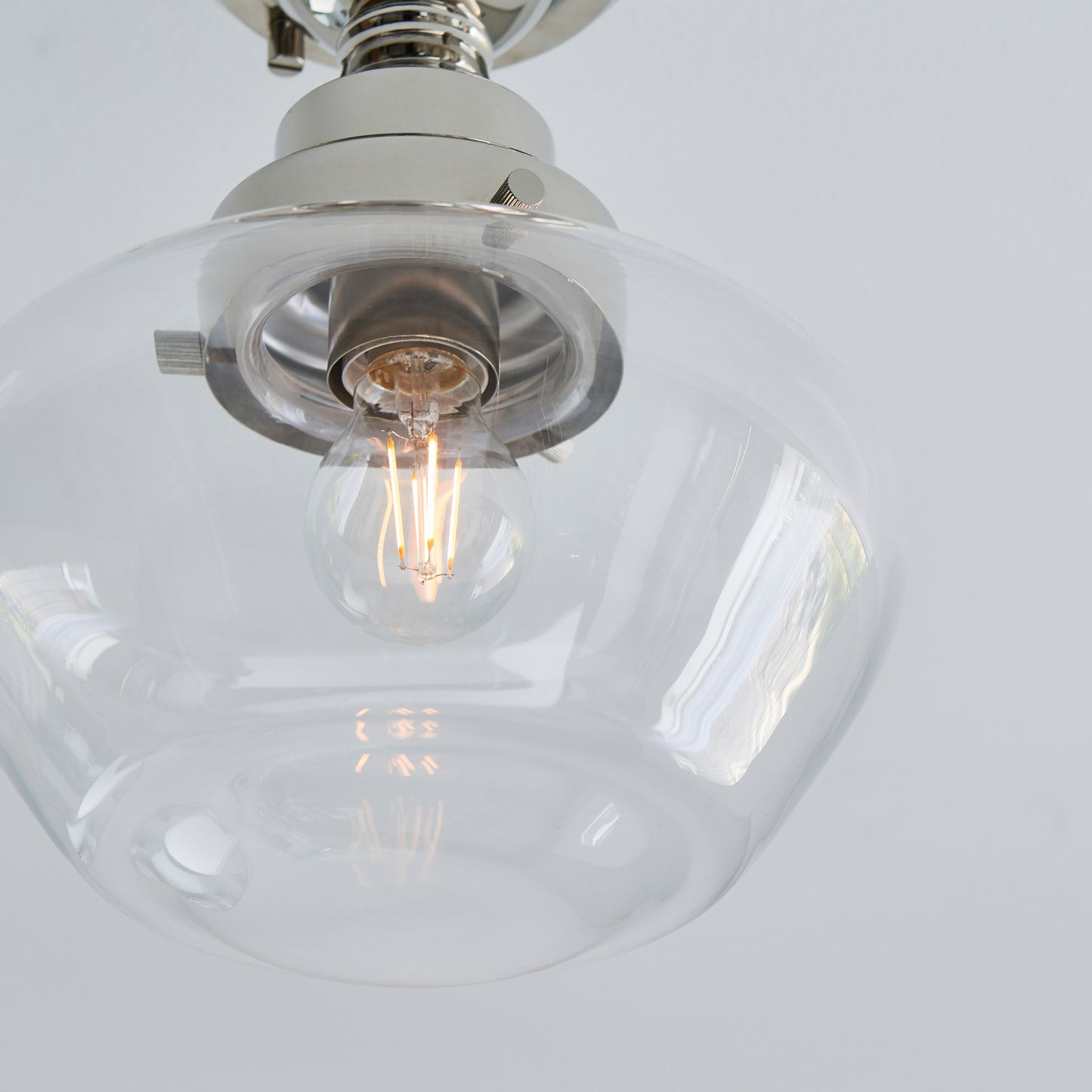 Camberley 1 Ceiling Light Bright Nickel Clear – Nickel