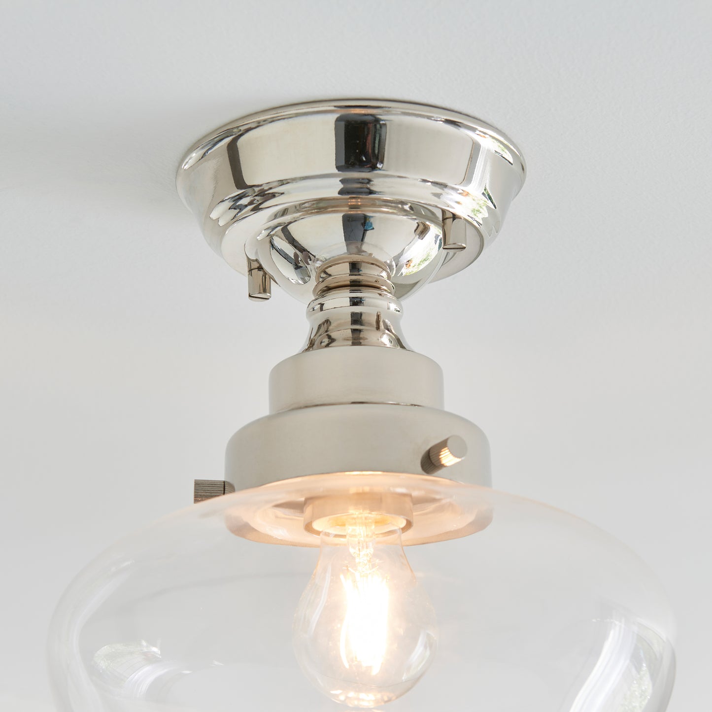 Camberley 1 Ceiling Light Bright Nickel Clear – Nickel