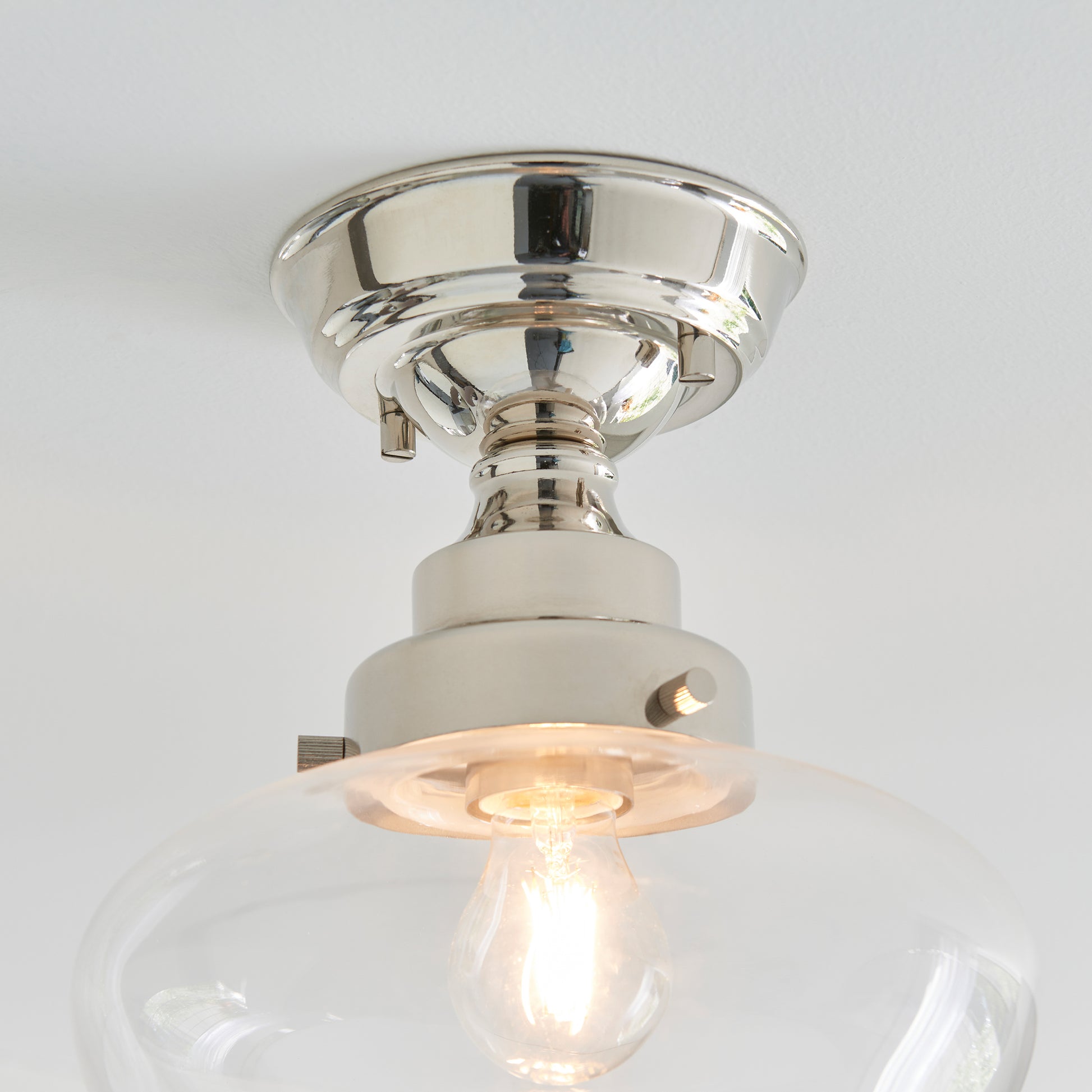Camberley 1 Ceiling Light Bright Nickel Clear – Nickel