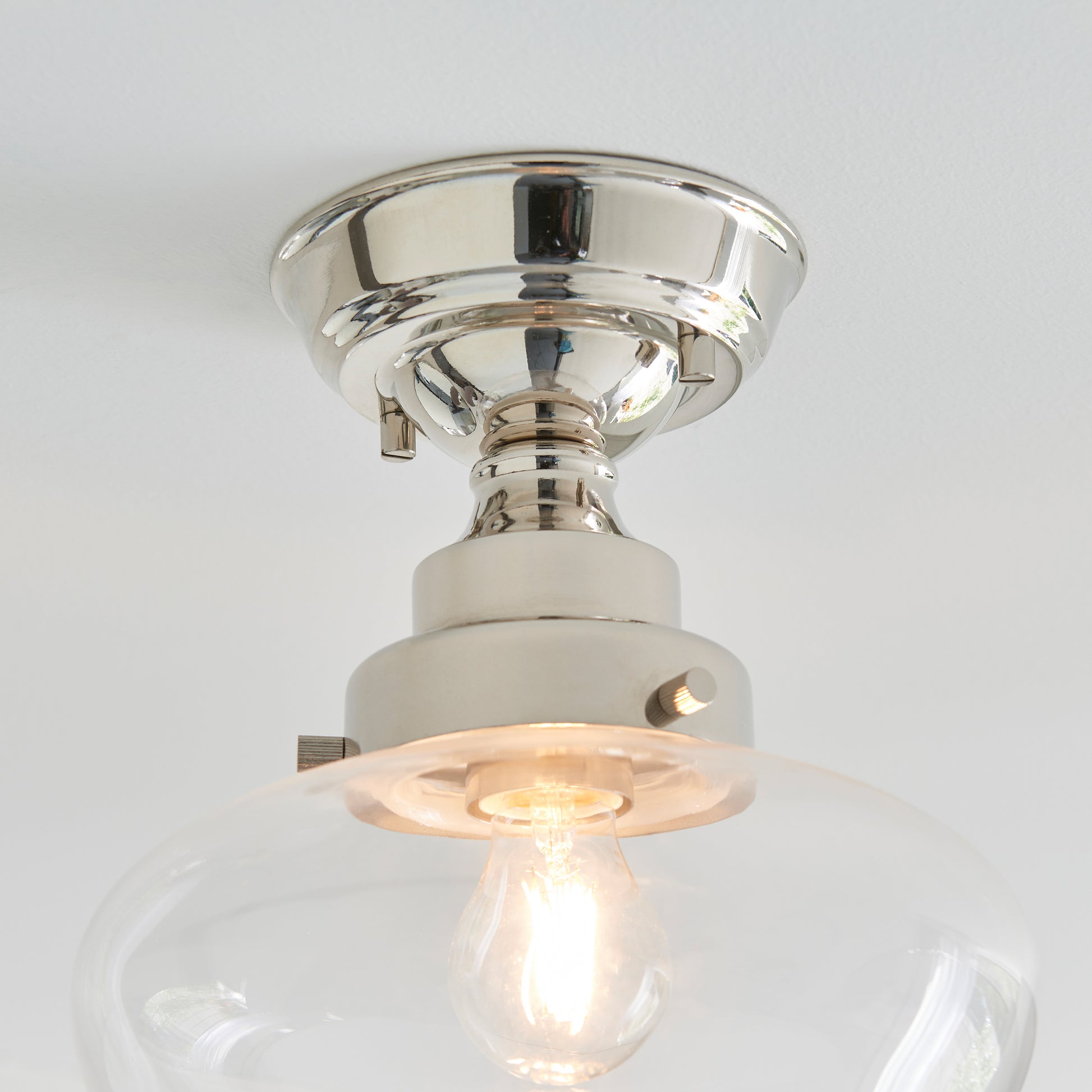 Camberley 1 Ceiling Light Bright Nickel Clear – Nickel