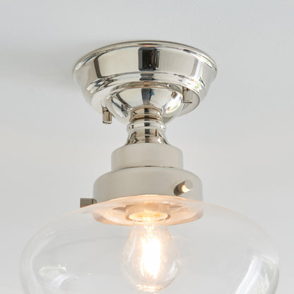Camberley 1 Ceiling Light Bright Nickel Clear – Nickel