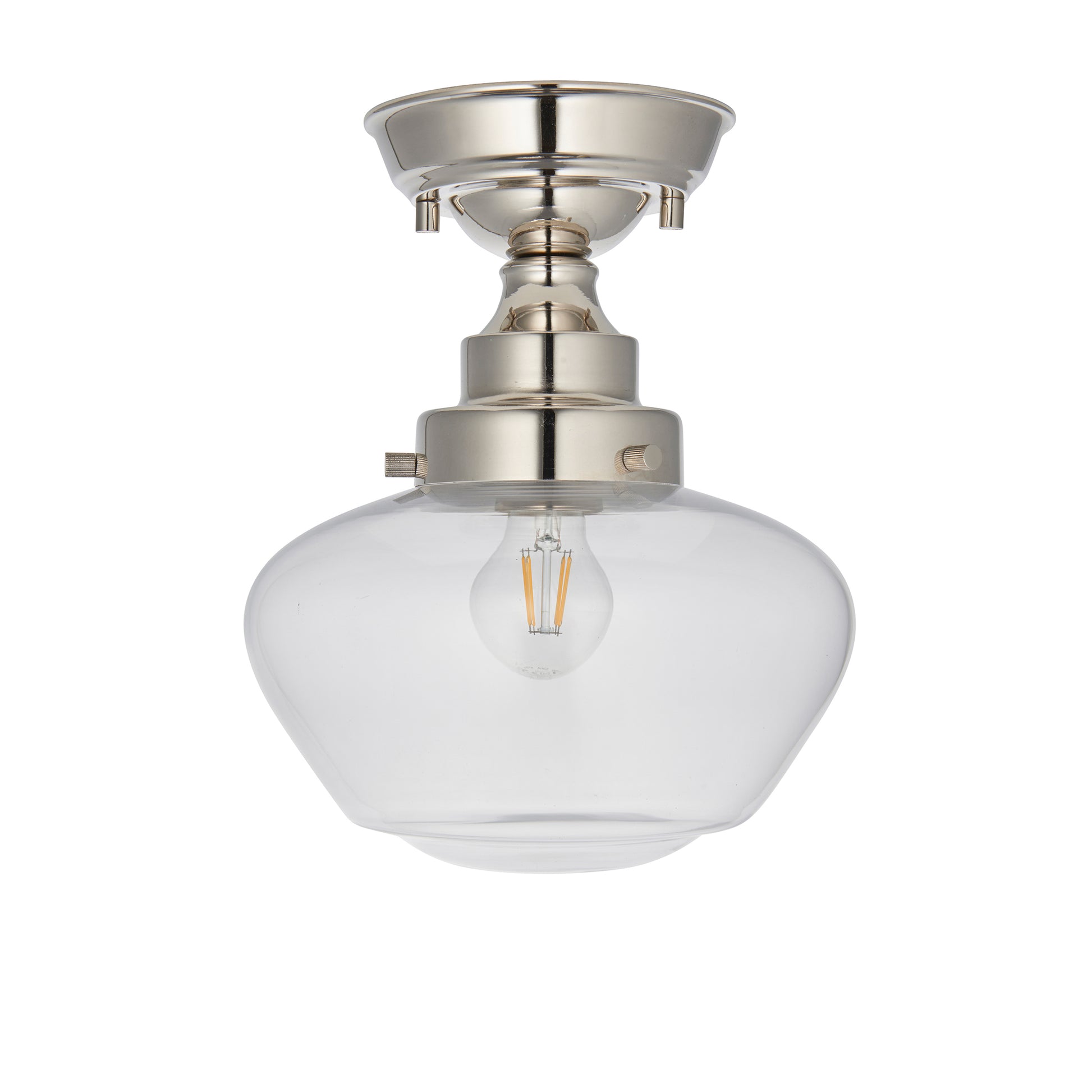 Camberley 1 Ceiling Light Bright Nickel Clear – Nickel