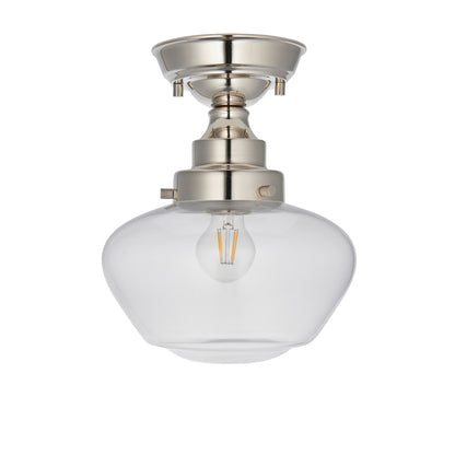 Camberley 1 Ceiling Light Bright Nickel Clear – Nickel