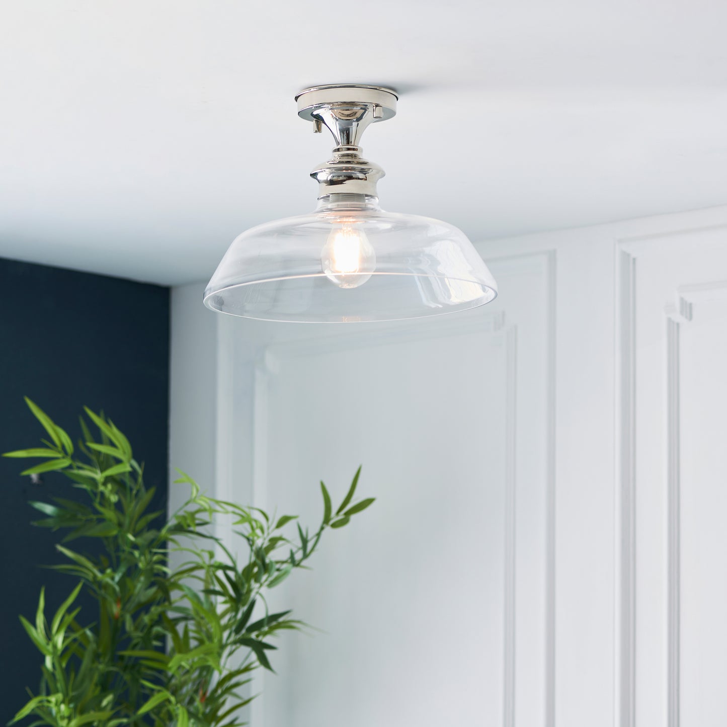 Barford 1 Ceiling Light Nickel/Clear – Silver
