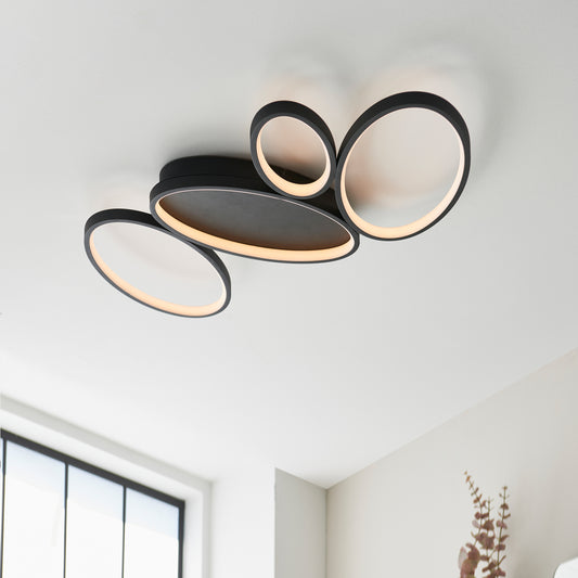 Ovals 4 Ceiling Light – Black