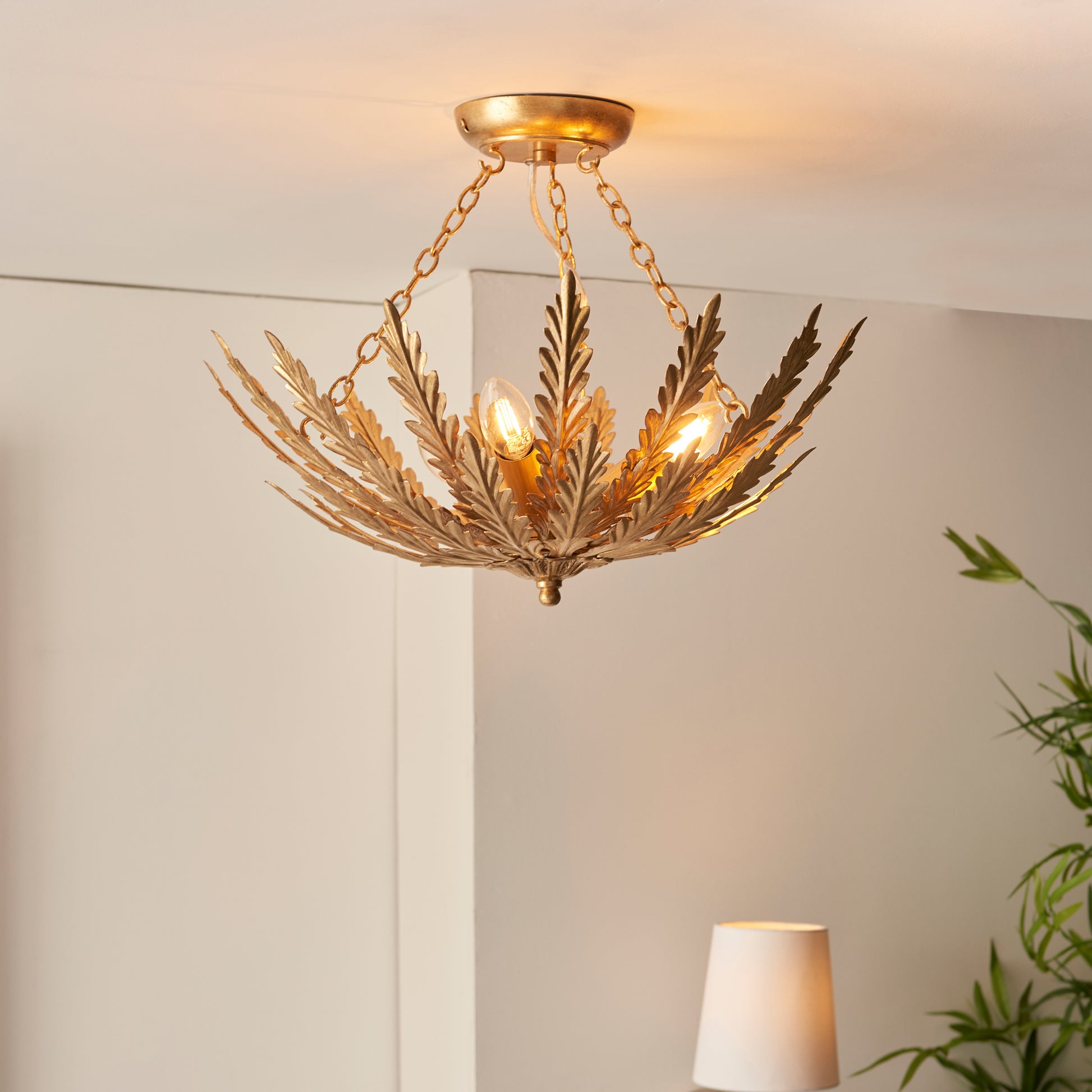 Delphine 3 Ceiling Light Gold Leaf – Gold