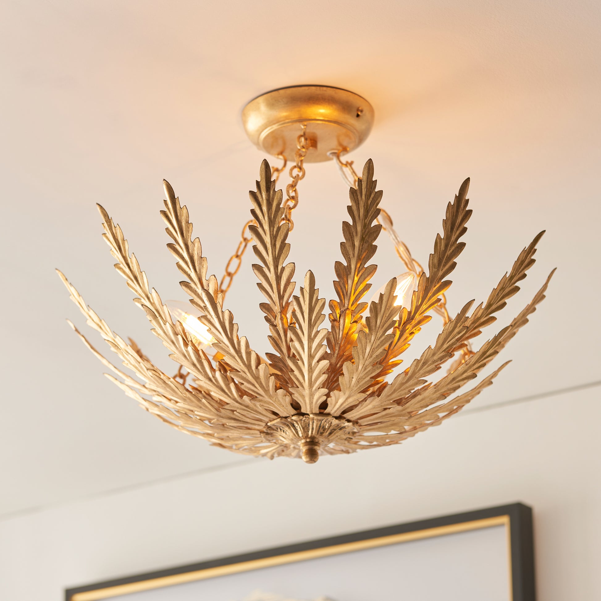 Delphine 3 Ceiling Light Gold Leaf – Gold