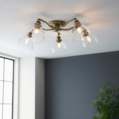 Hansen 5 Ceiling Light Antique Brass – Brass