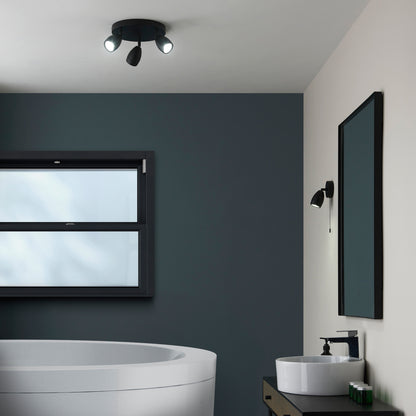 Porto Bathroom 3 Ceiling Light Black – Brass