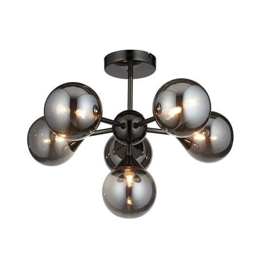 Oscar 6 Ceiling Light Black Chrome – Black