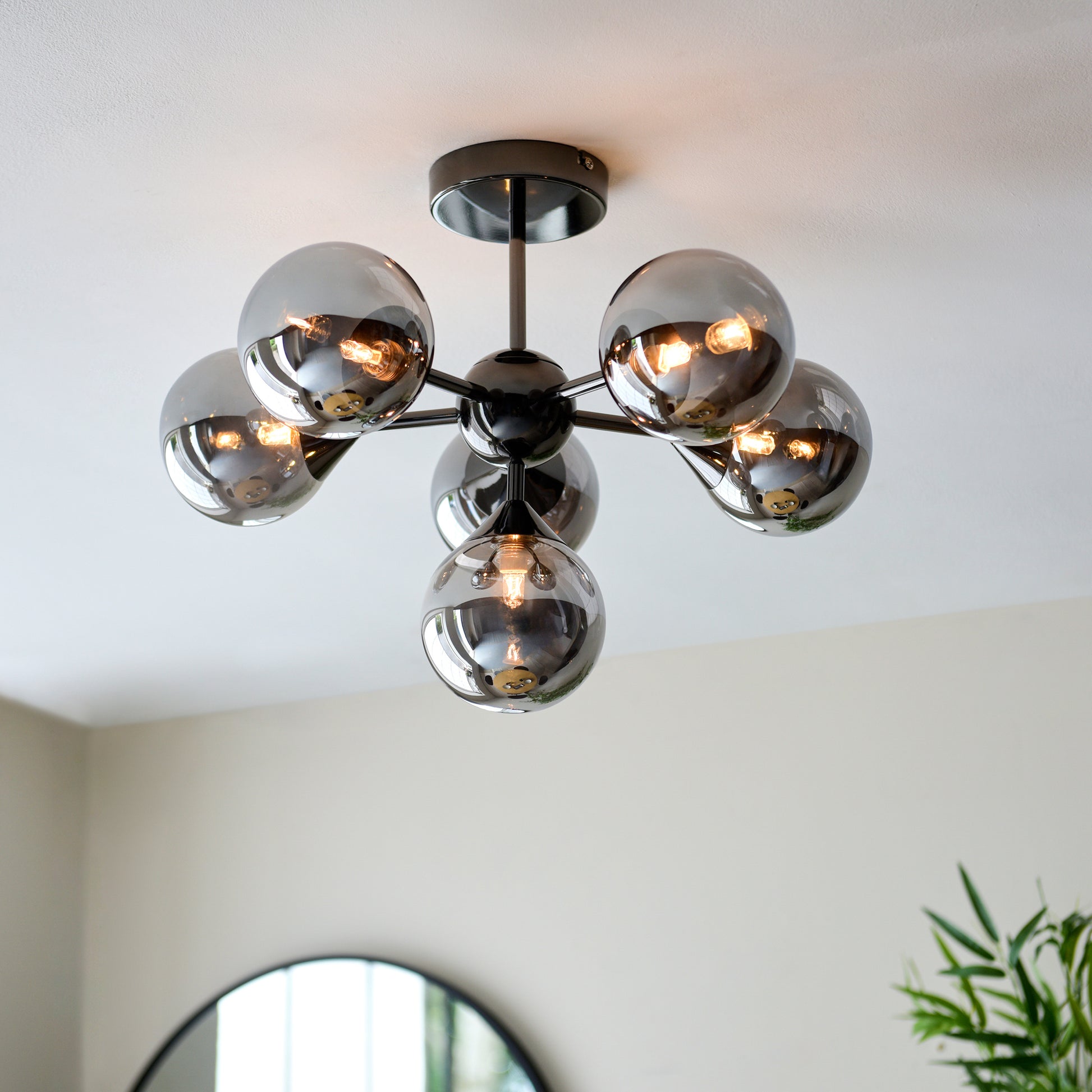 Oscar 6 Ceiling Light Black Chrome – Black