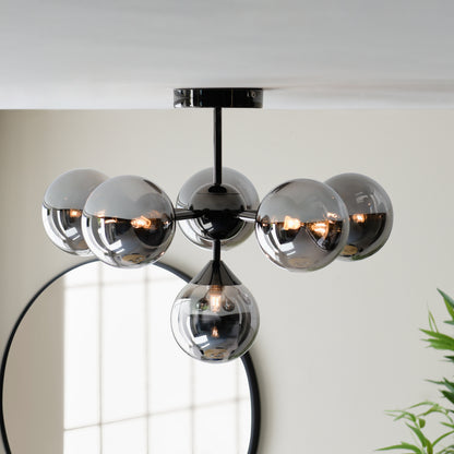 Oscar 6 Ceiling Light Black Chrome – Black
